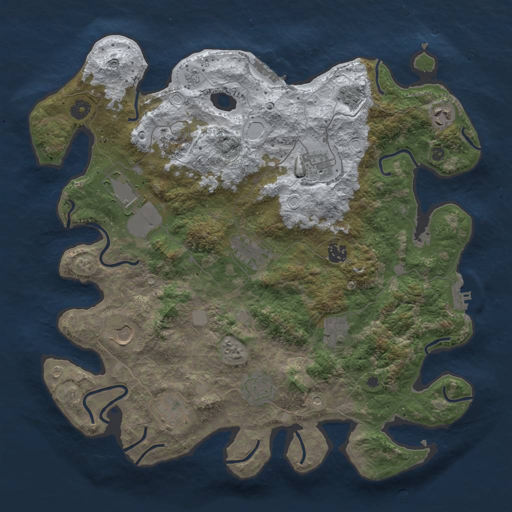 Rust Map: Procedural Map, Size: 3850, Seed: 741487413, 20 Monuments