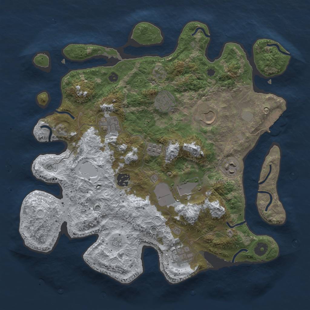 Rust Map: Procedural Map, Size: 3500, Seed: 1943527516, 16 Monuments