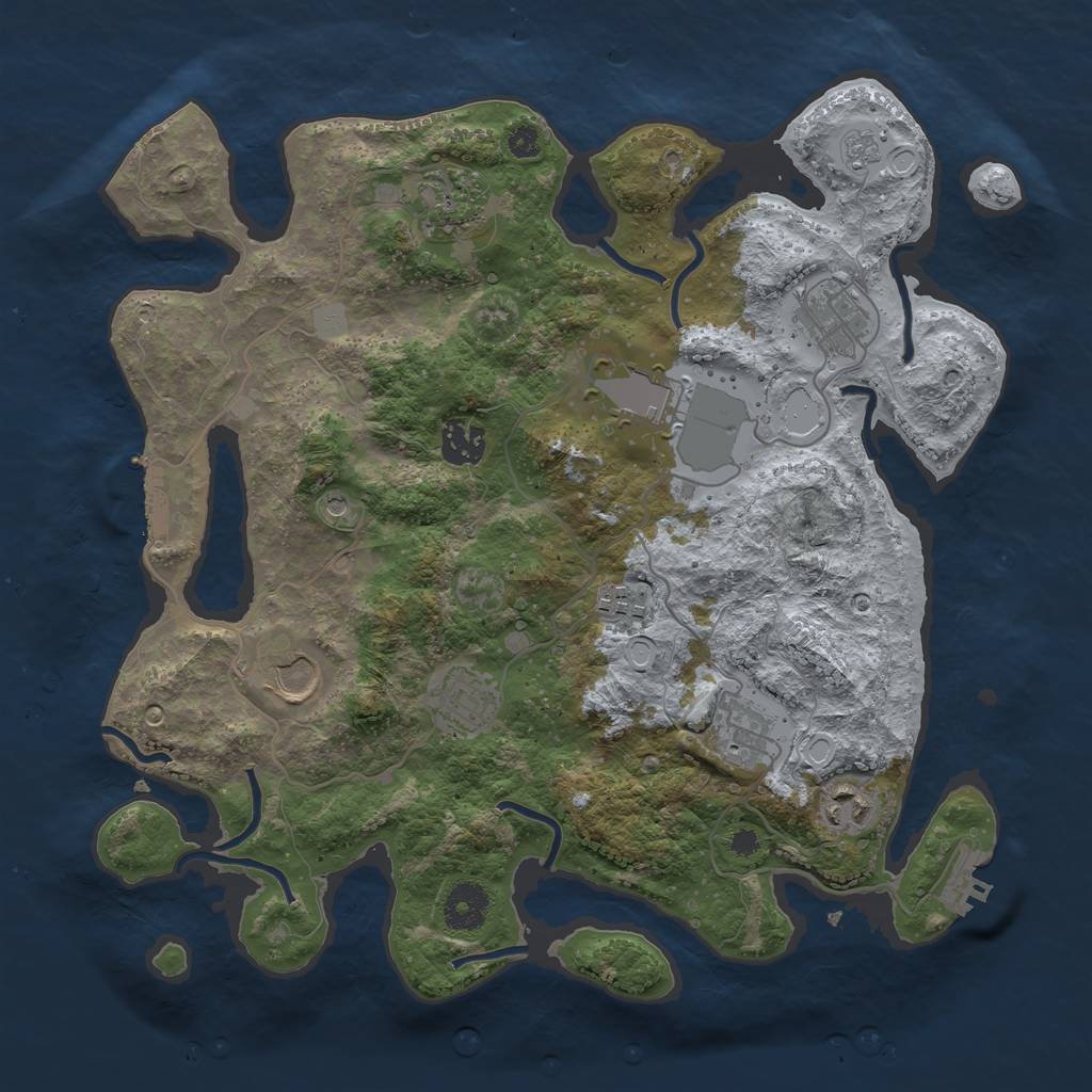 Rust Map: Procedural Map, Size: 3519, Seed: 3519, 18 Monuments