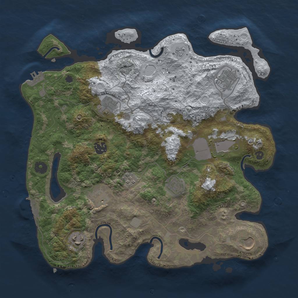 Rust Map: Procedural Map, Size: 3500, Seed: 35480, 18 Monuments