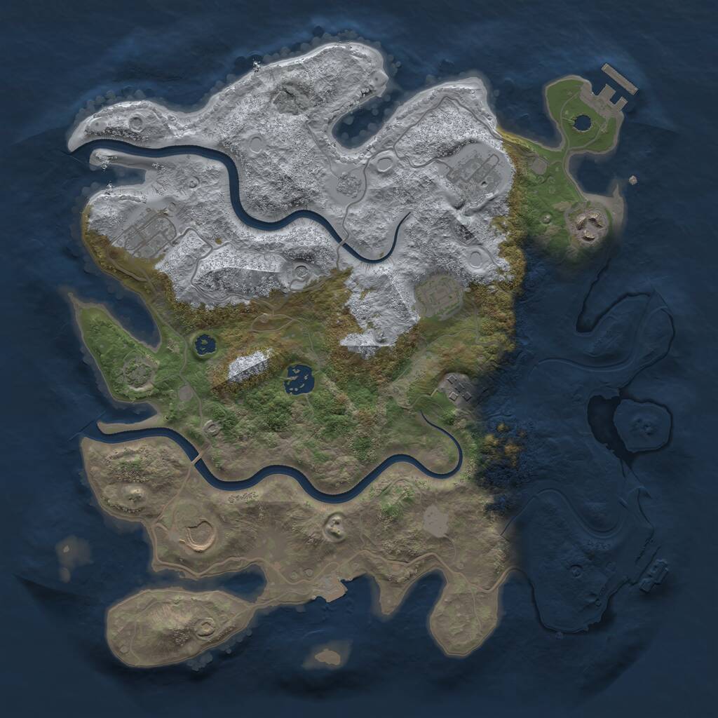 Rust Map: Procedural Map, Size: 3500, Seed: 1830920628, 13 Monuments