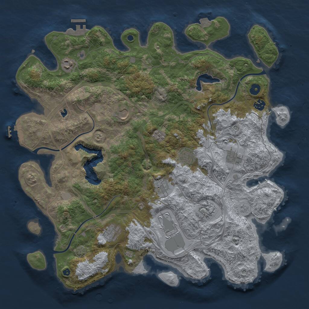 Rust Map: Procedural Map, Size: 4250, Seed: 435465, 16 Monuments
