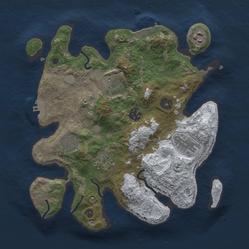 Rust Map: Procedural Map, Size: 3000, Seed: 921915734, 15 Monuments