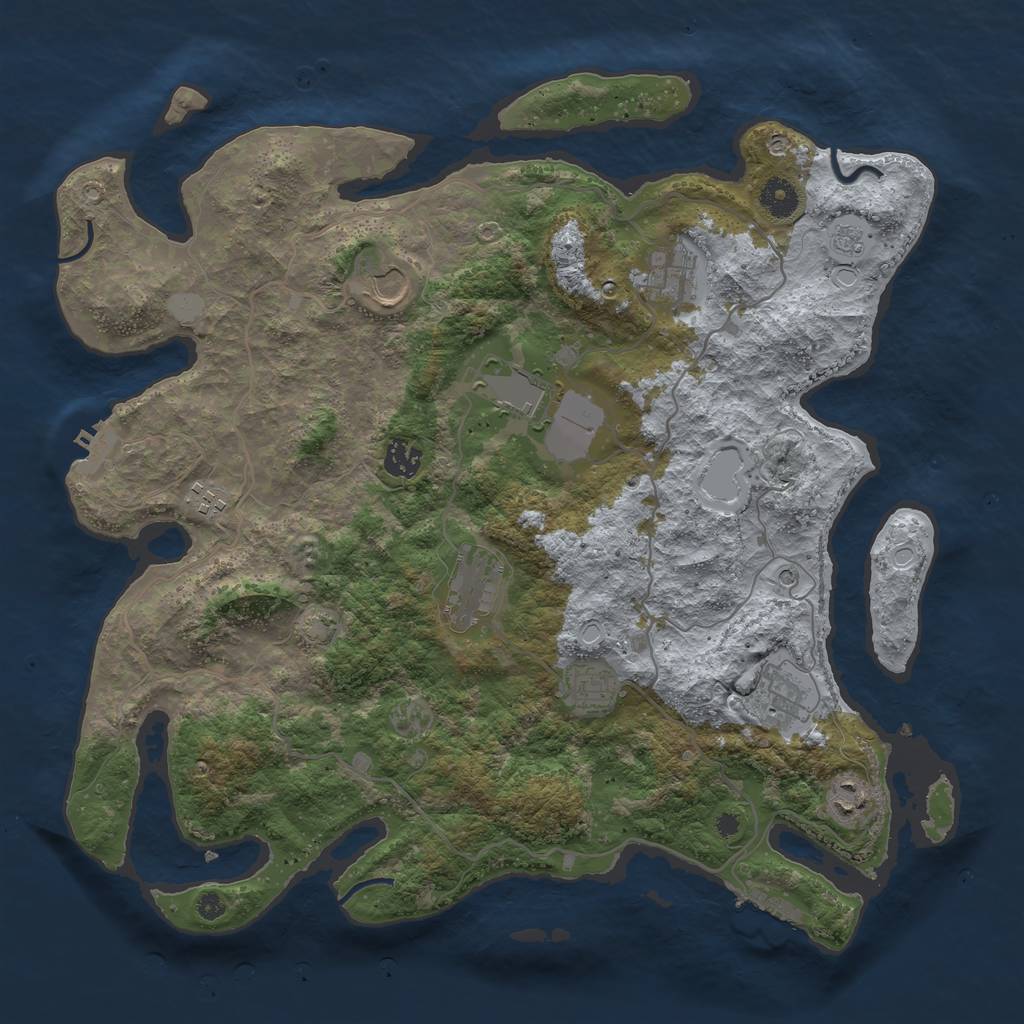 Rust Map: Procedural Map, Size: 4000, Seed: 60569, 17 Monuments
