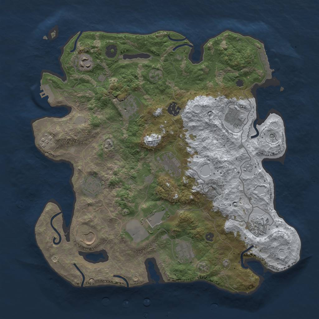 Rust Map: Procedural Map, Size: 3700, Seed: 1373089601, 20 Monuments