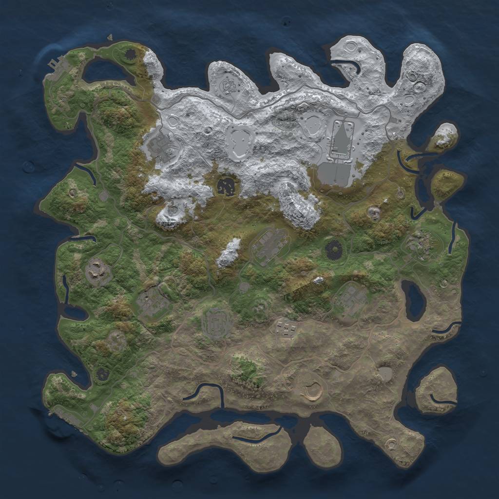 Rust Map: Procedural Map, Size: 4000, Seed: 1213486874, 20 Monuments