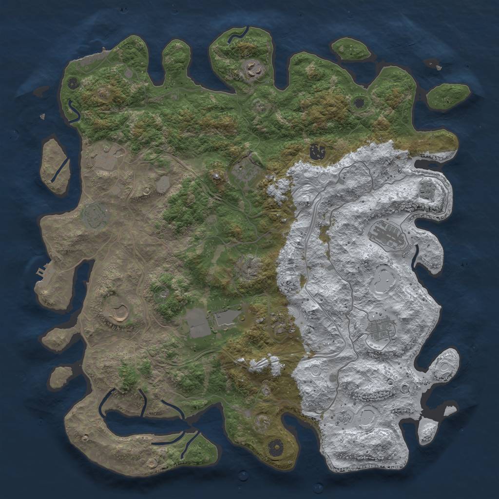 Rust Map: Procedural Map, Size: 4500, Seed: 19742208, 20 Monuments