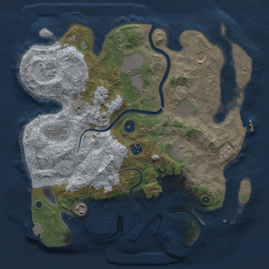 Rust Map: Procedural Map, Size: 3500, Seed: 929752807, 15 Monuments