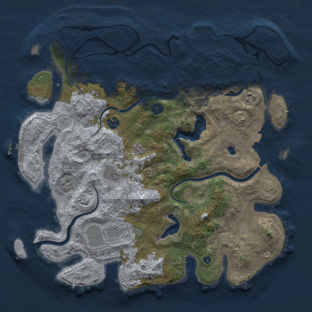 Rust Map: Procedural Map, Size: 4000, Seed: 25486, 11 Monuments