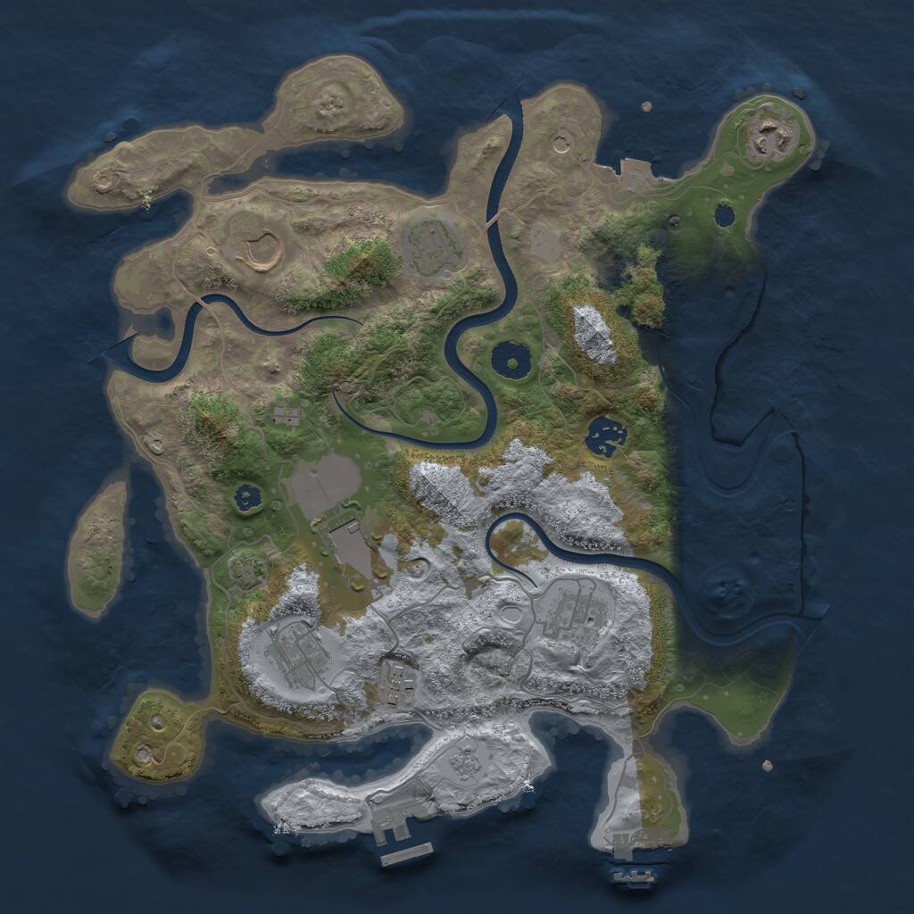 Rust Map: Procedural Map, Size: 3500, Seed: 644862353, 14 Monuments