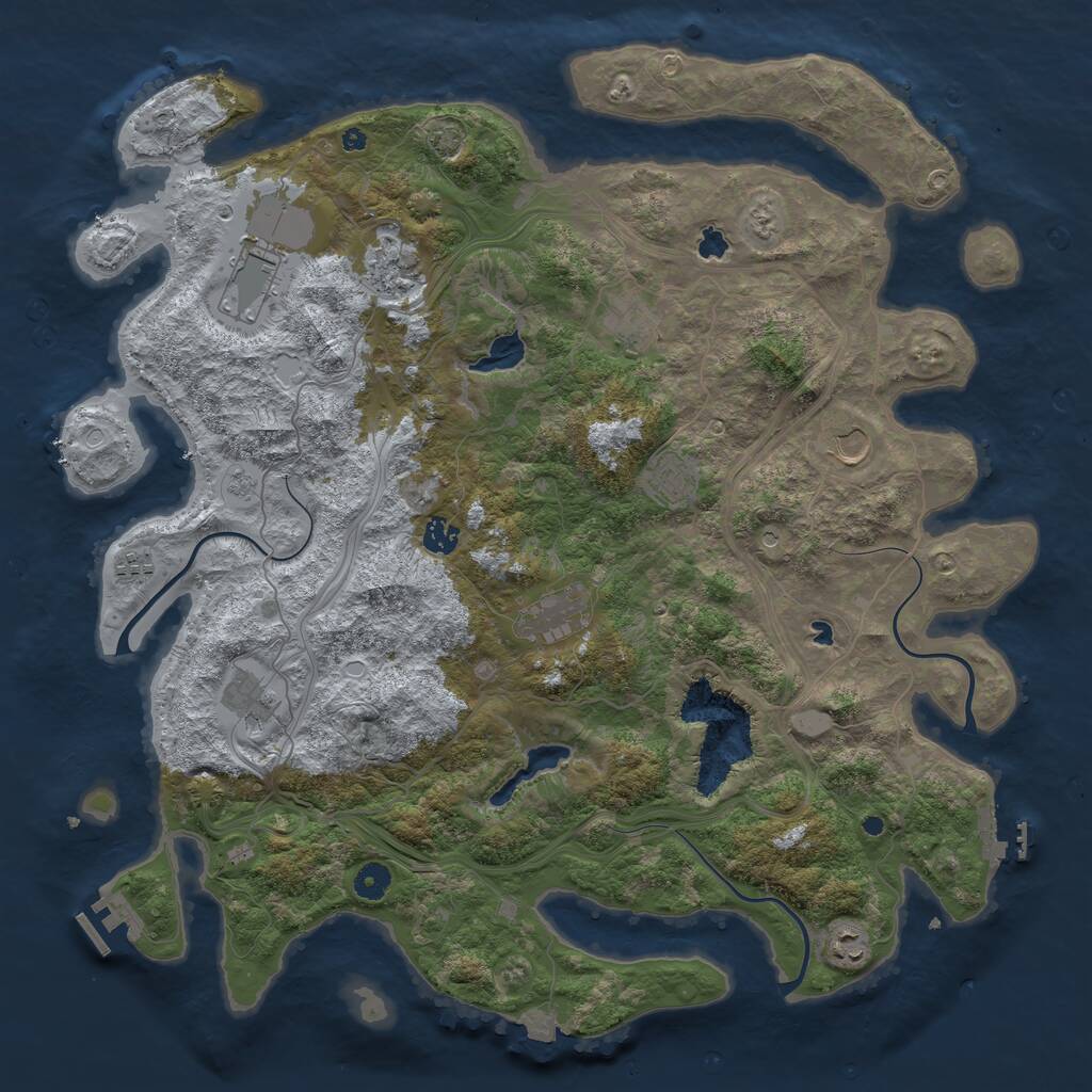 Rust Map: Procedural Map, Size: 4500, Seed: 383, 16 Monuments