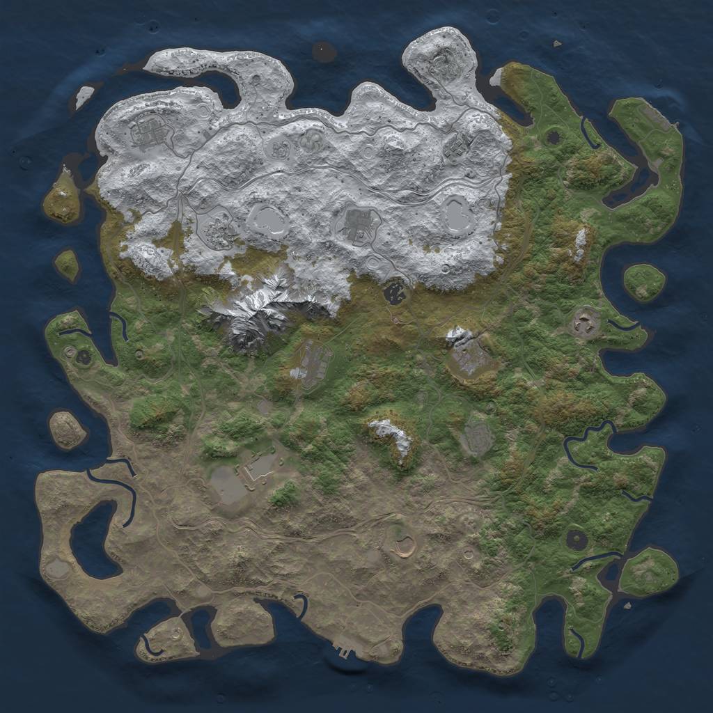 Rust Map: Procedural Map, Size: 5000, Seed: 1703697150, 20 Monuments