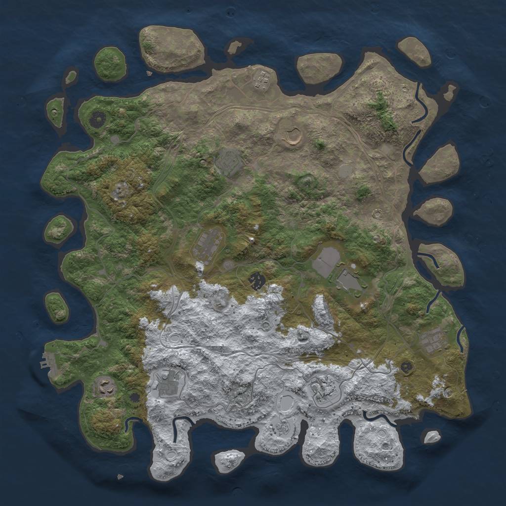 Rust Map: Procedural Map, Size: 4500, Seed: 1955718680, 18 Monuments