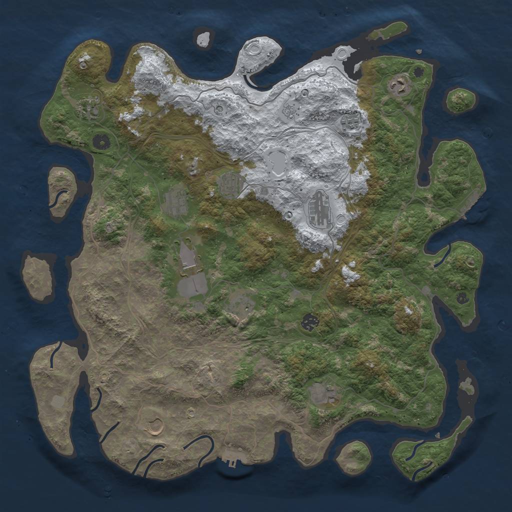 Rust Map: Procedural Map, Size: 4500, Seed: 1707110844, 20 Monuments