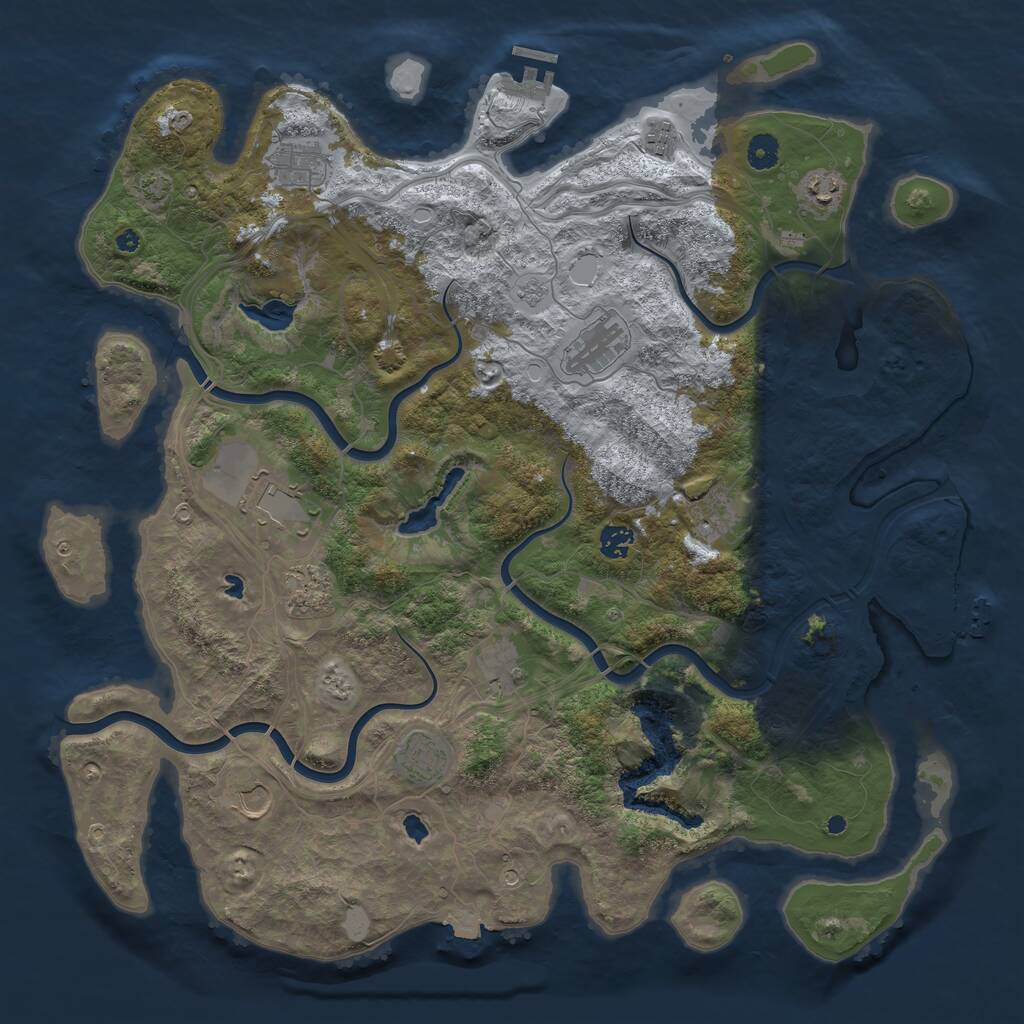 Rust Map: Procedural Map, Size: 4500, Seed: 1707110844, 17 Monuments