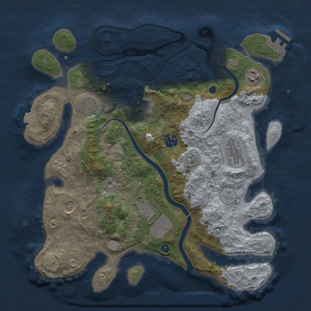 Rust Map: Procedural Map, Size: 3500, Seed: 391640114, 13 Monuments