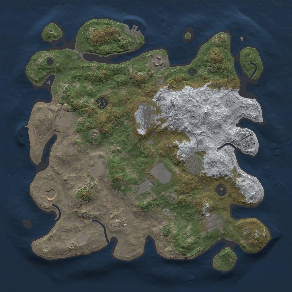 Rust Map: Procedural Map, Size: 3700, Seed: 470593335, 20 Monuments