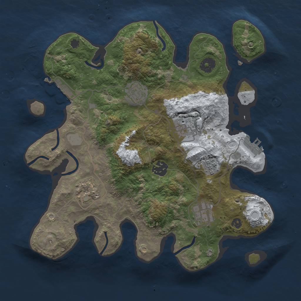 Rust Map: Procedural Map, Size: 3000, Seed: 1297794428, 13 Monuments
