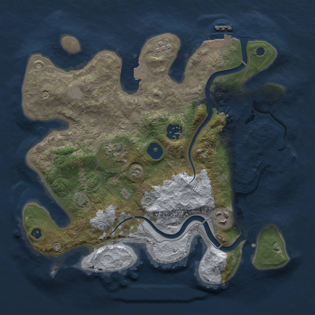 Rust Map: Procedural Map, Size: 3000, Seed: 17739, 9 Monuments