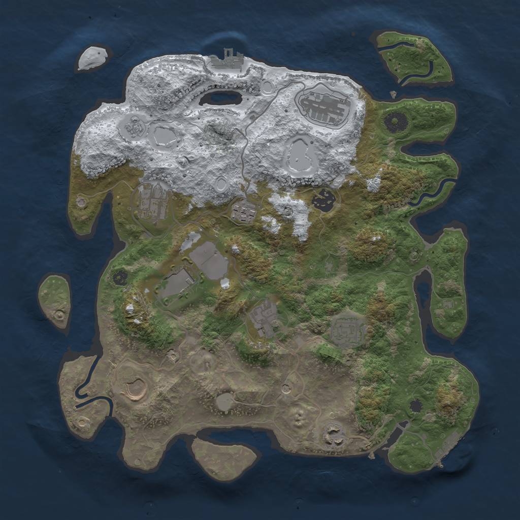 Rust Map: Procedural Map, Size: 3500, Seed: 1030622143, 18 Monuments