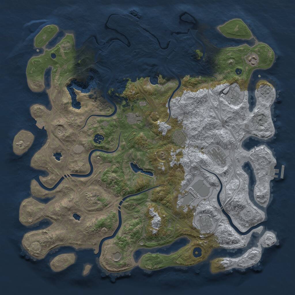 Rust Map: Procedural Map, Size: 4500, Seed: 228825844, 17 Monuments