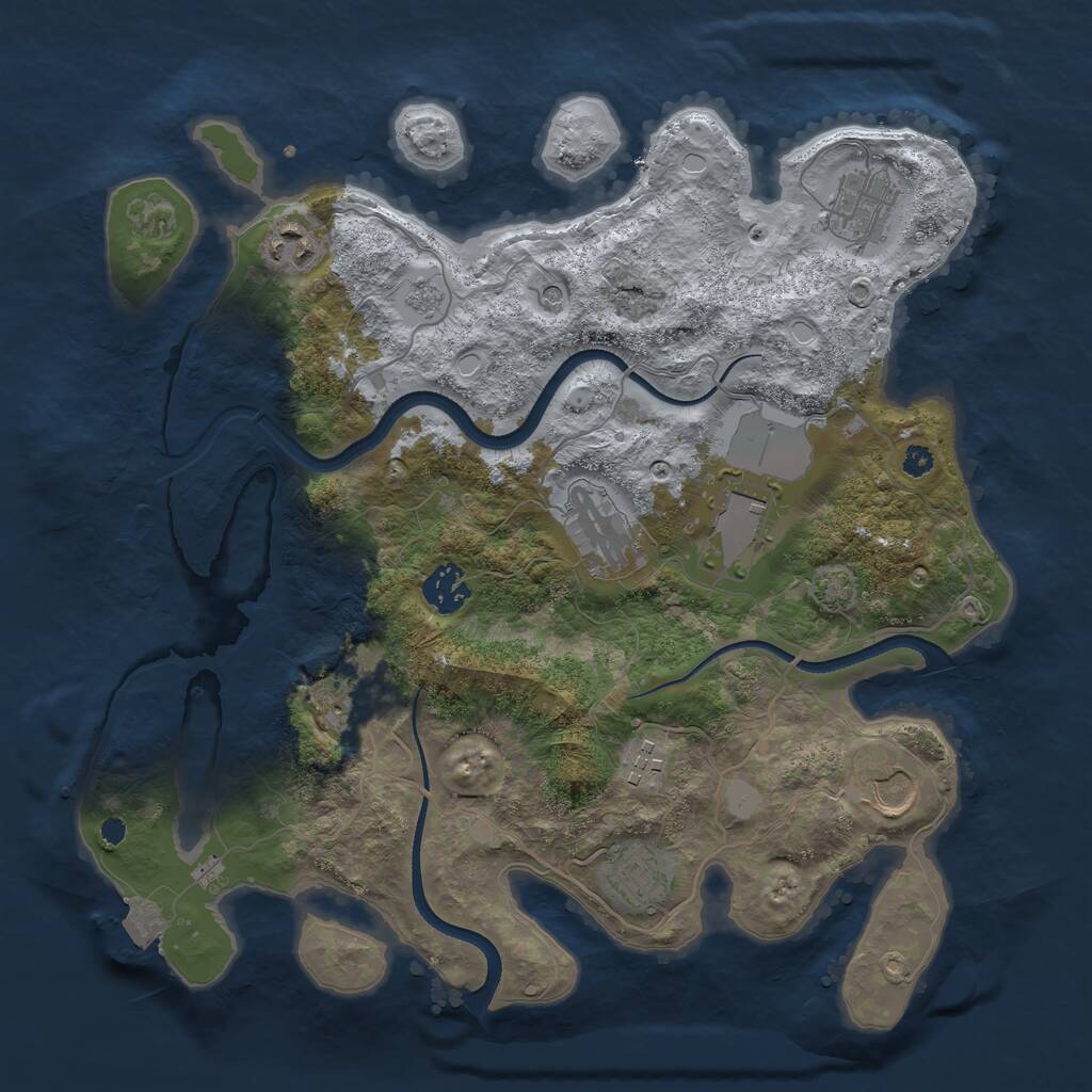 Rust Map: Procedural Map, Size: 3500, Seed: 1628999343, 13 Monuments