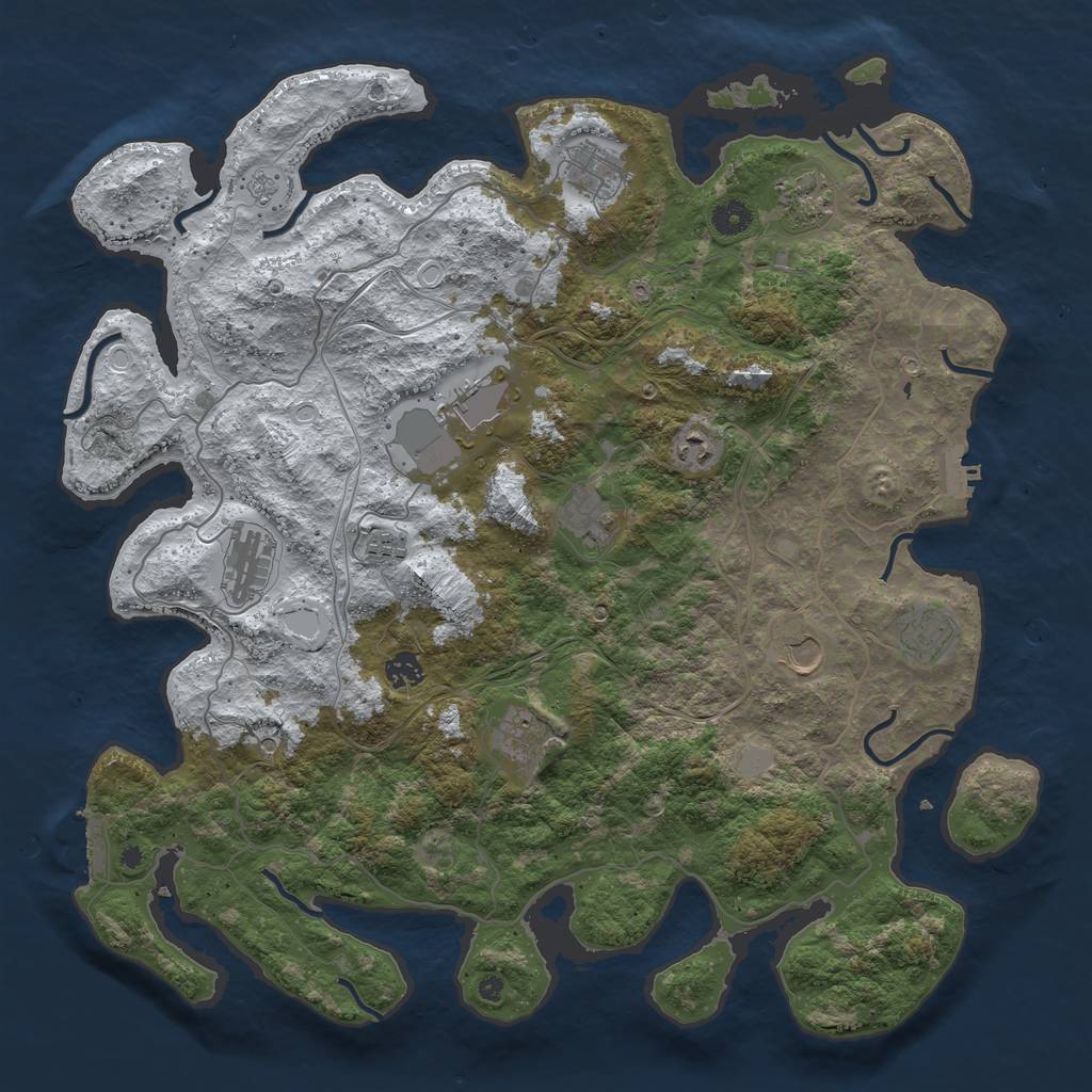 Rust Map: Procedural Map, Size: 4400, Seed: 1472588307, 20 Monuments