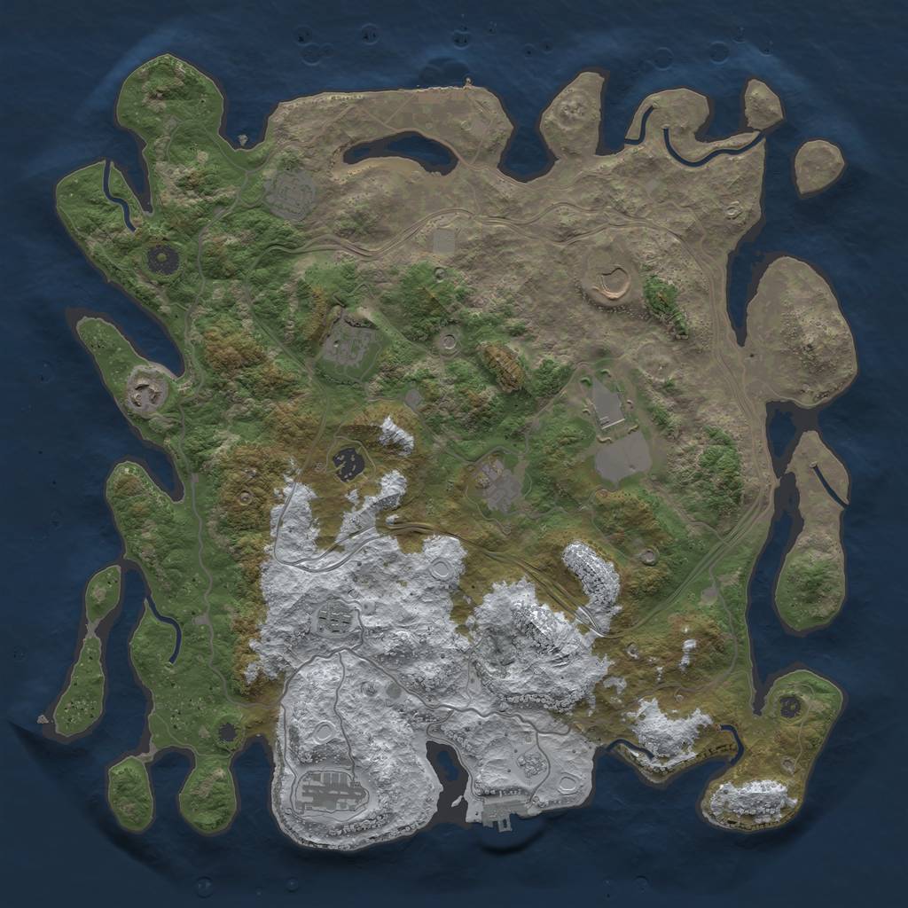 Rust Map: Procedural Map, Size: 4300, Seed: 1868215901, 18 Monuments