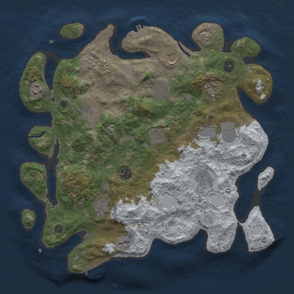 Rust Map: Procedural Map, Size: 3800, Seed: 1441650785, 20 Monuments