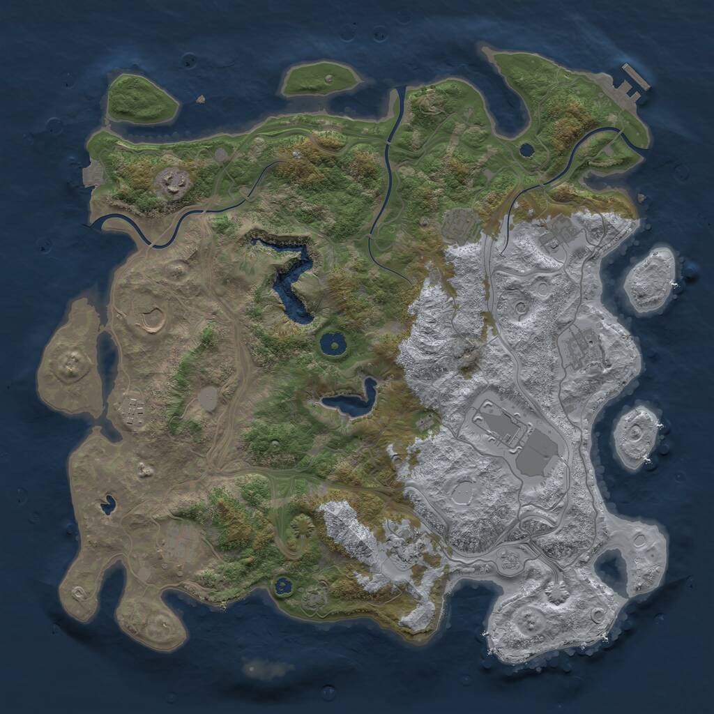 Rust Map: Procedural Map, Size: 4250, Seed: 1428064303, 14 Monuments