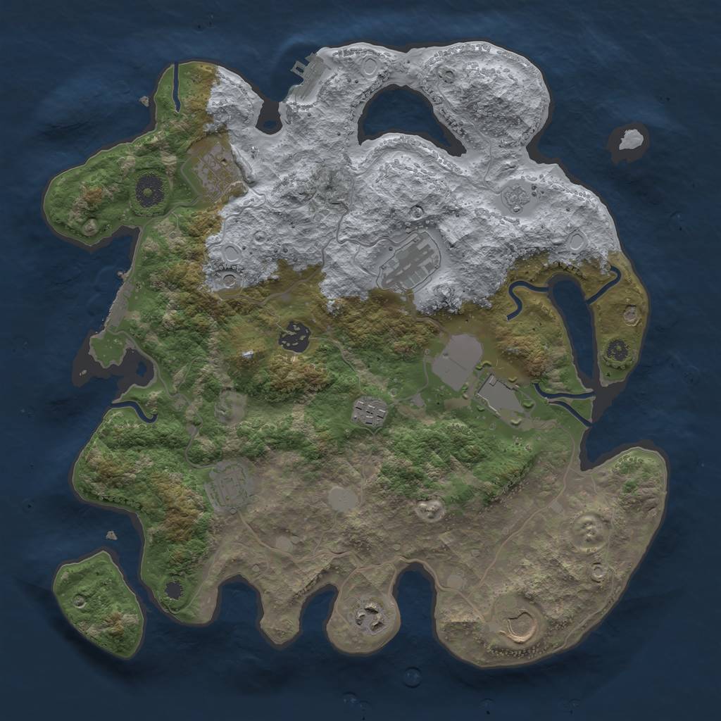 Rust Map: Procedural Map, Size: 3500, Seed: 4399, 17 Monuments
