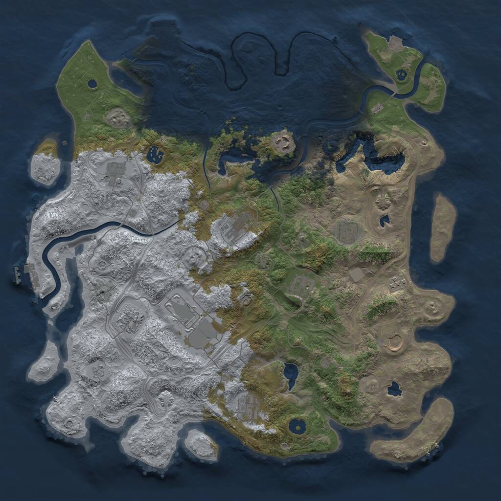 Rust Map: Procedural Map, Size: 4500, Seed: 1284576646, 17 Monuments