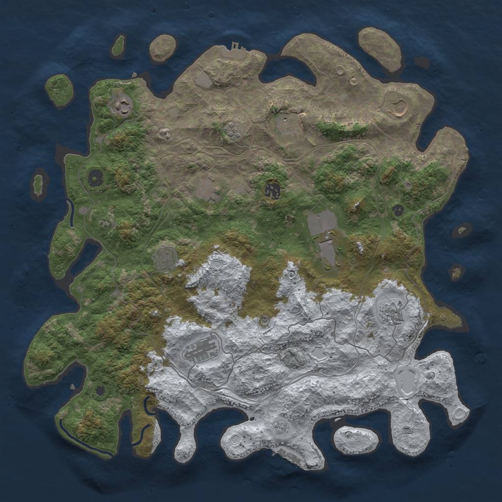 Rust Map: Procedural Map, Size: 4500, Seed: 1171079702, 19 Monuments