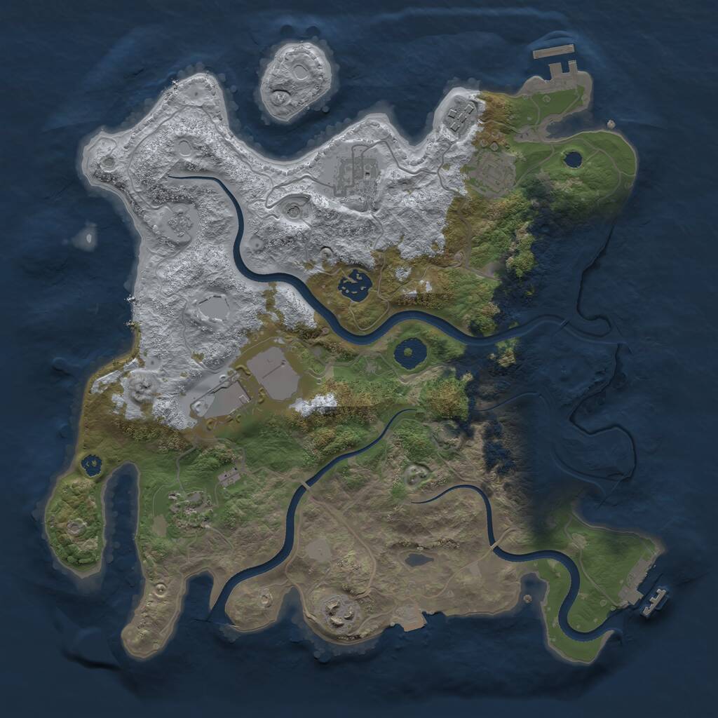 Rust Map: Procedural Map, Size: 3500, Seed: 107730950, 13 Monuments