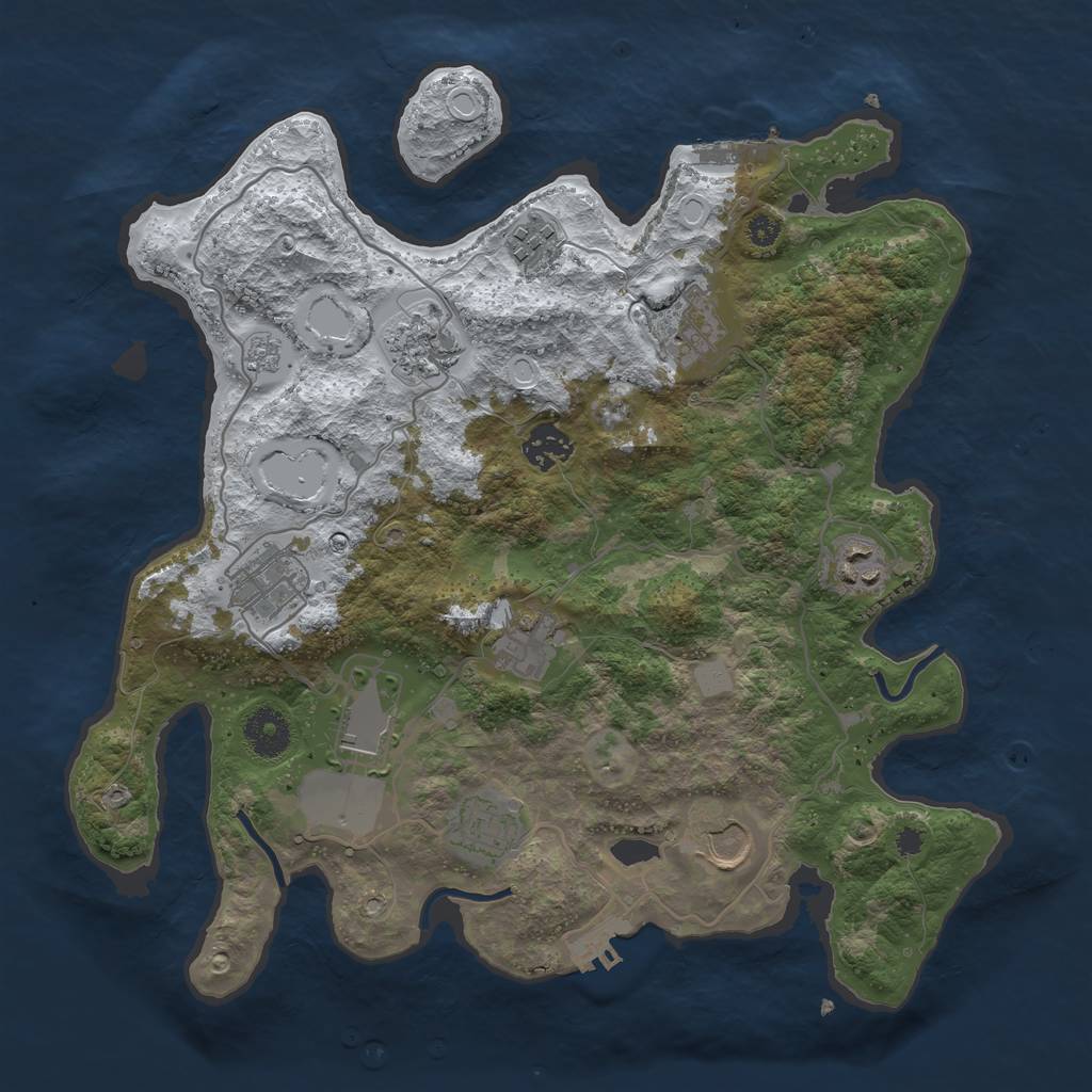 Rust Map: Procedural Map, Size: 3500, Seed: 107730950, 18 Monuments
