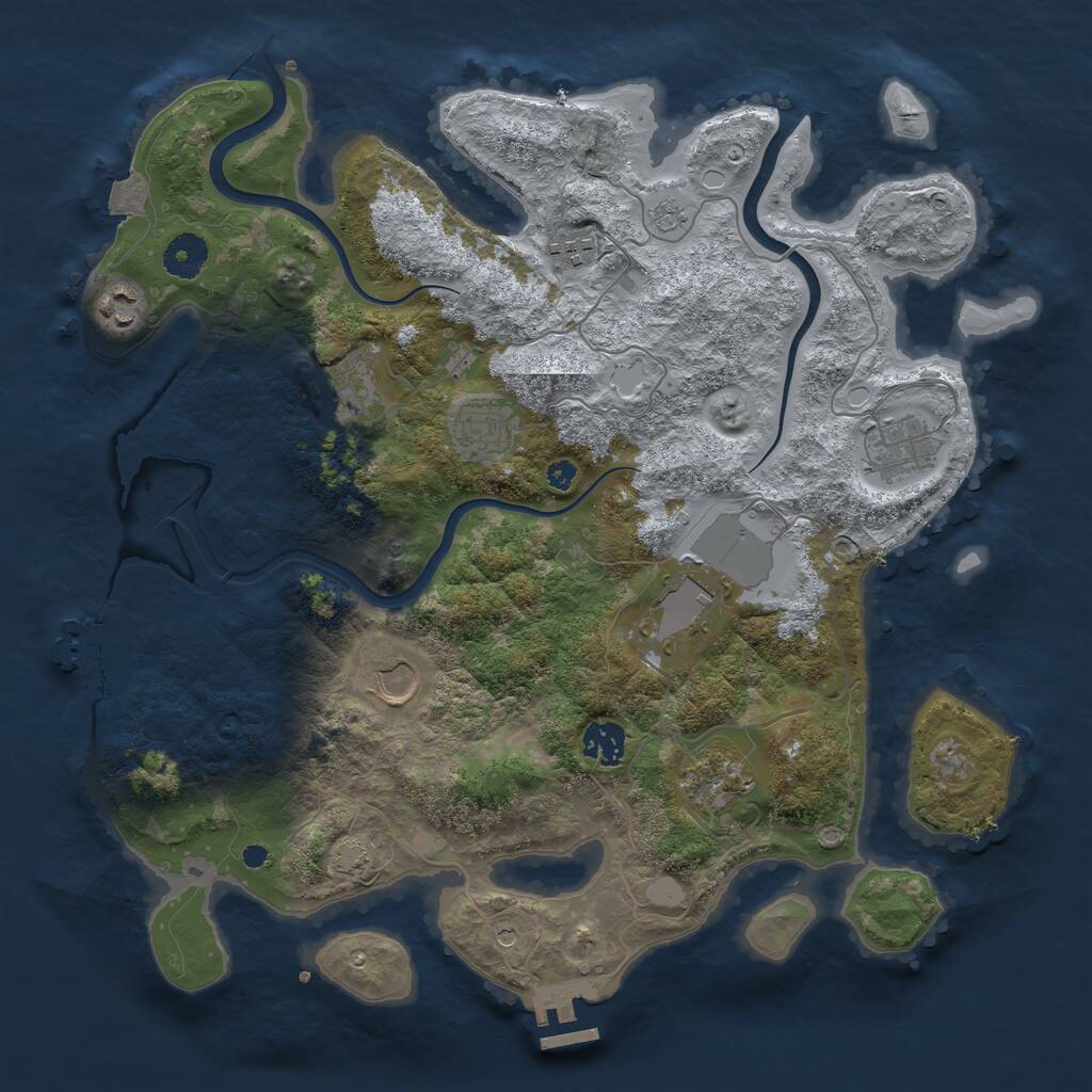 Rust Map: Procedural Map, Size: 3750, Seed: 876036874, 15 Monuments