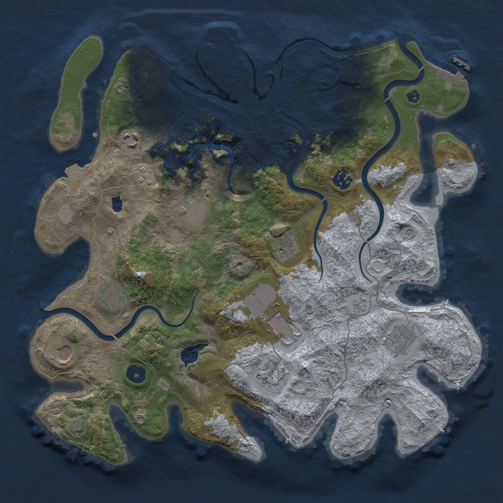 Rust Map: Procedural Map, Size: 4000, Seed: 24245151, 16 Monuments