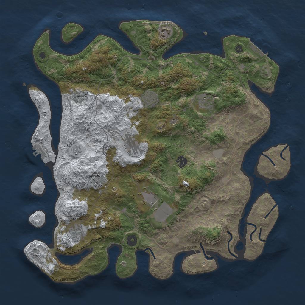 Rust Map: Procedural Map, Size: 4100, Seed: 95985162, 17 Monuments