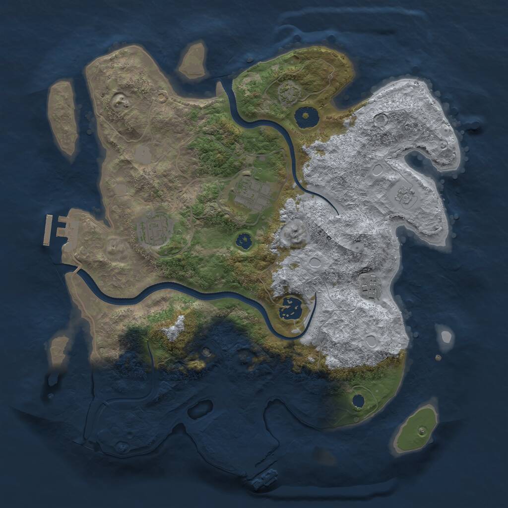 Rust Map: Procedural Map, Size: 3300, Seed: 4258, 10 Monuments