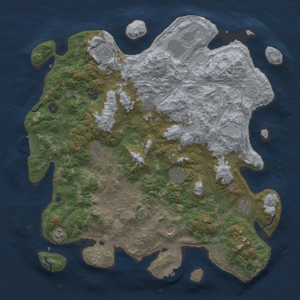 Rust Map: Procedural Map, Size: 4500, Seed: 1881480470, 20 Monuments