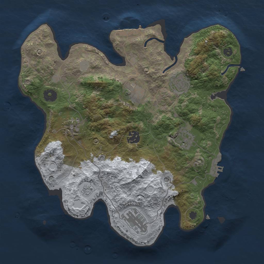 Rust Map: Procedural Map, Size: 3000, Seed: 17928376, 15 Monuments
