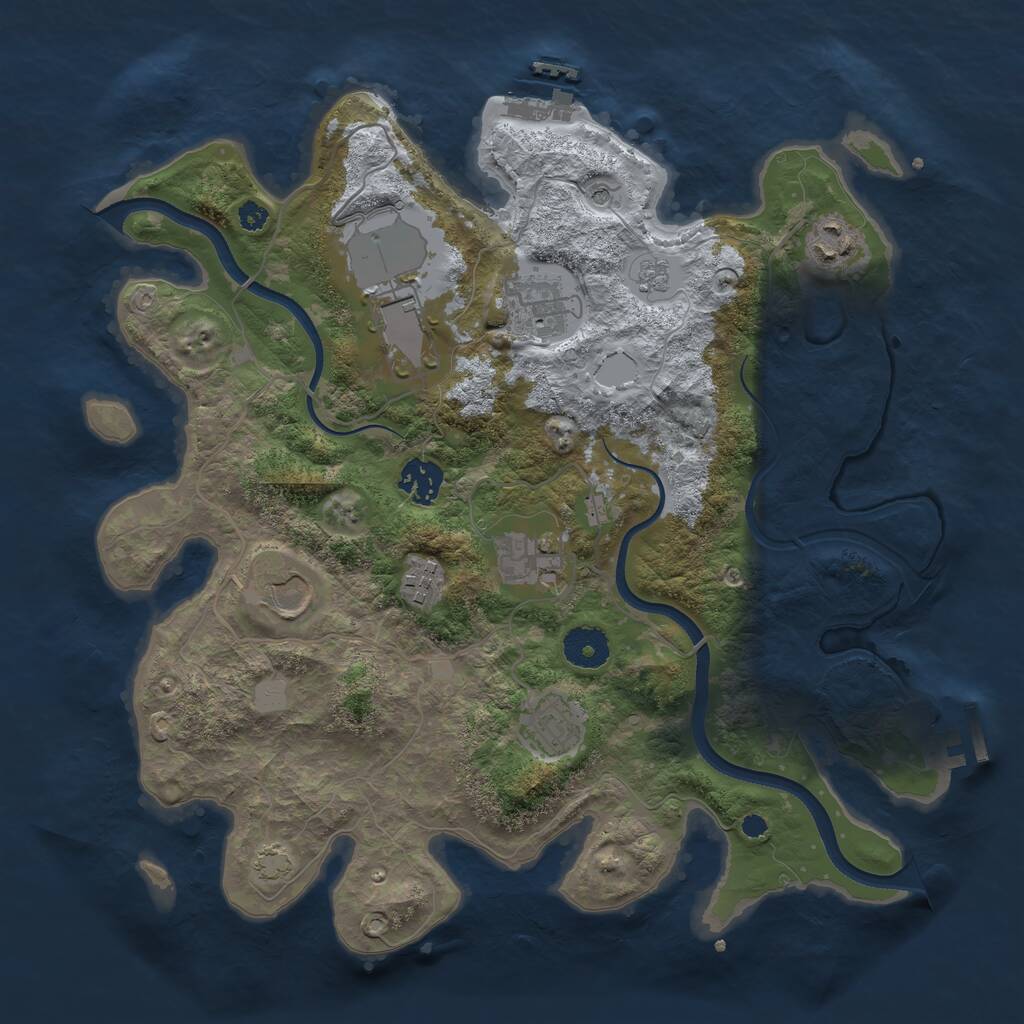 Rust Map: Procedural Map, Size: 3500, Seed: 979797, 14 Monuments