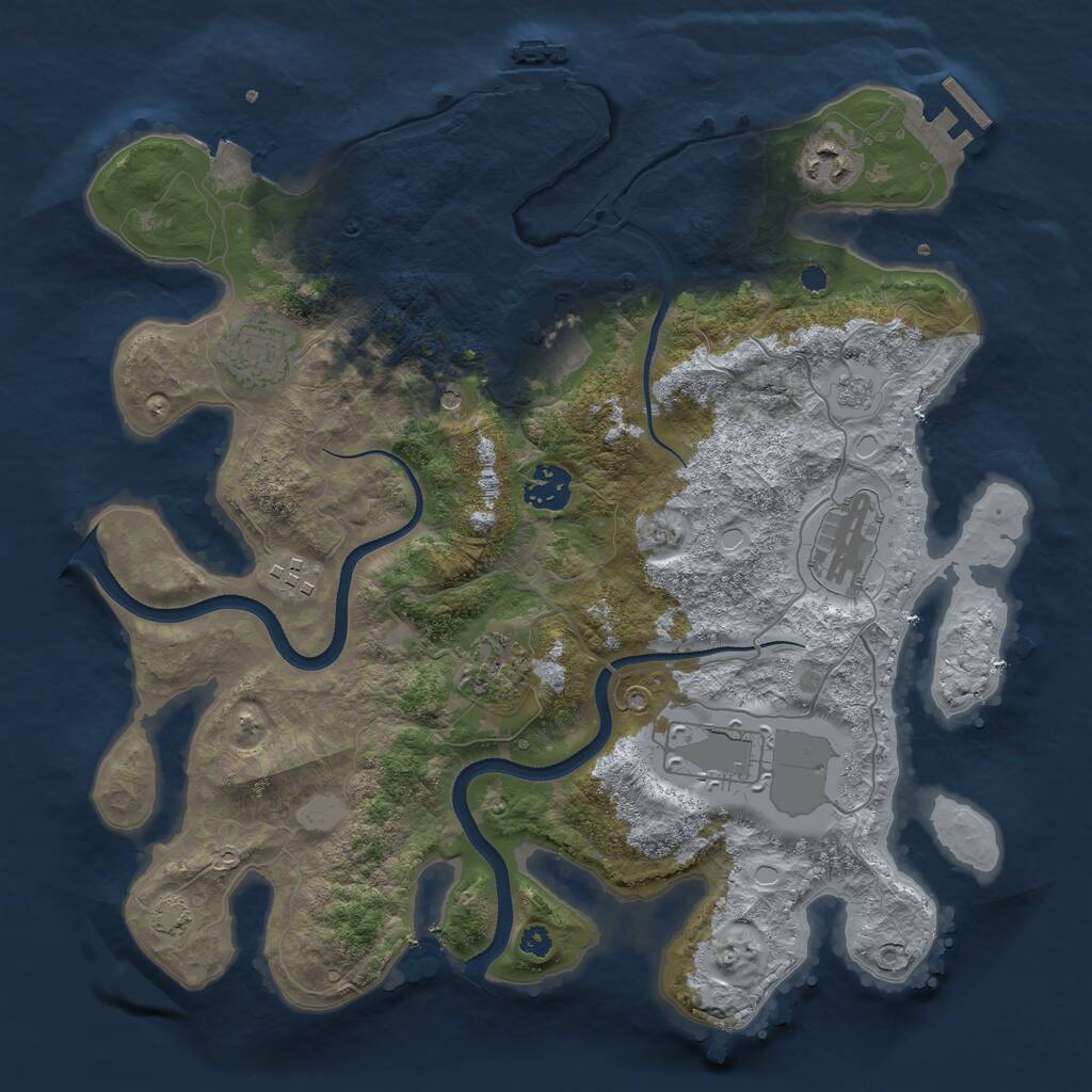 Rust Map: Procedural Map, Size: 3500, Seed: 447450465, 14 Monuments