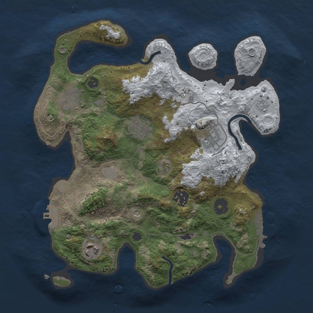 Rust Map: Procedural Map, Size: 3000, Seed: 24181363, 14 Monuments