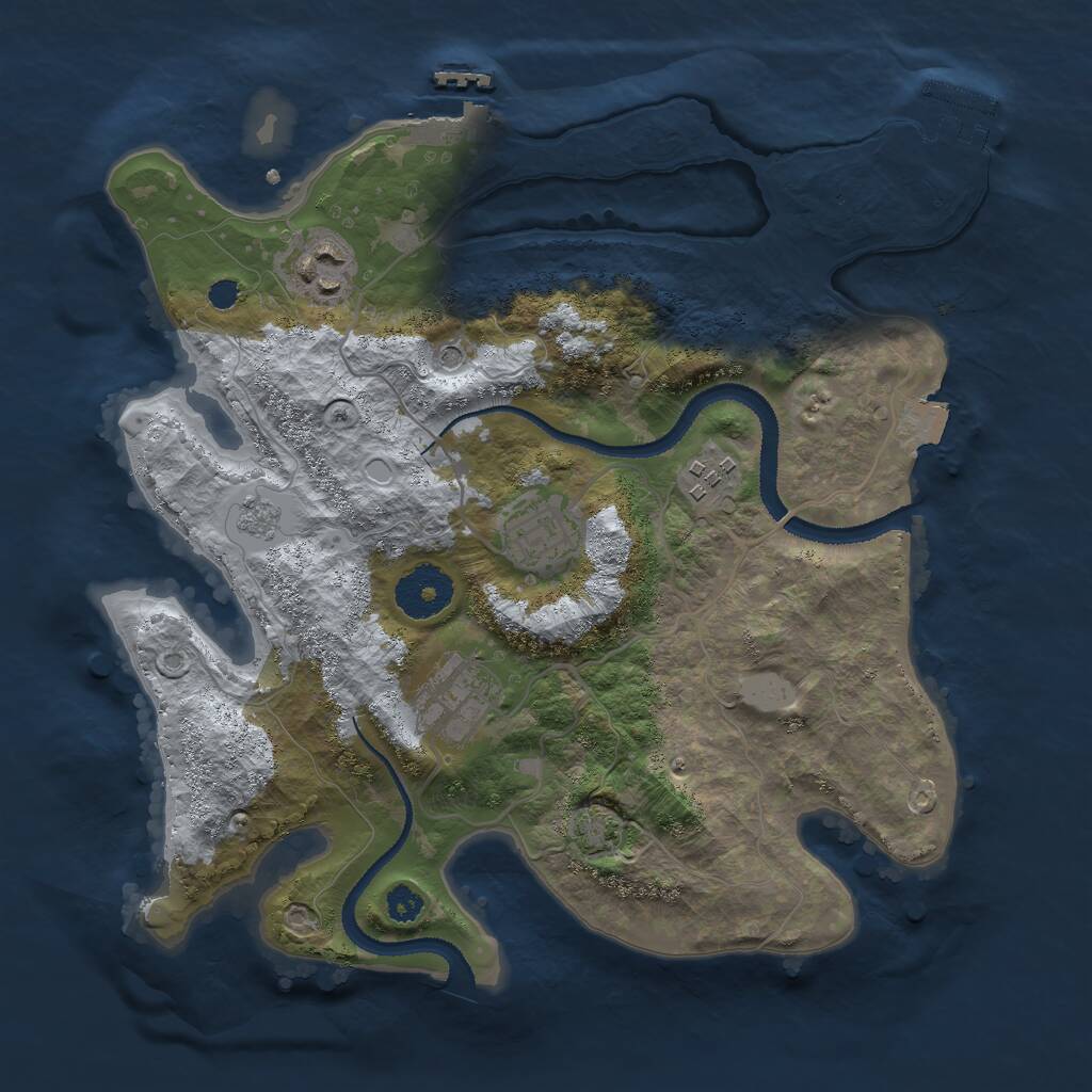 Rust Map: Procedural Map, Size: 3000, Seed: 11939085, 10 Monuments