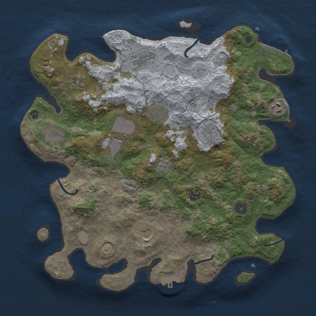 Rust Map: Procedural Map, Size: 3850, Seed: 1849710667, 17 Monuments