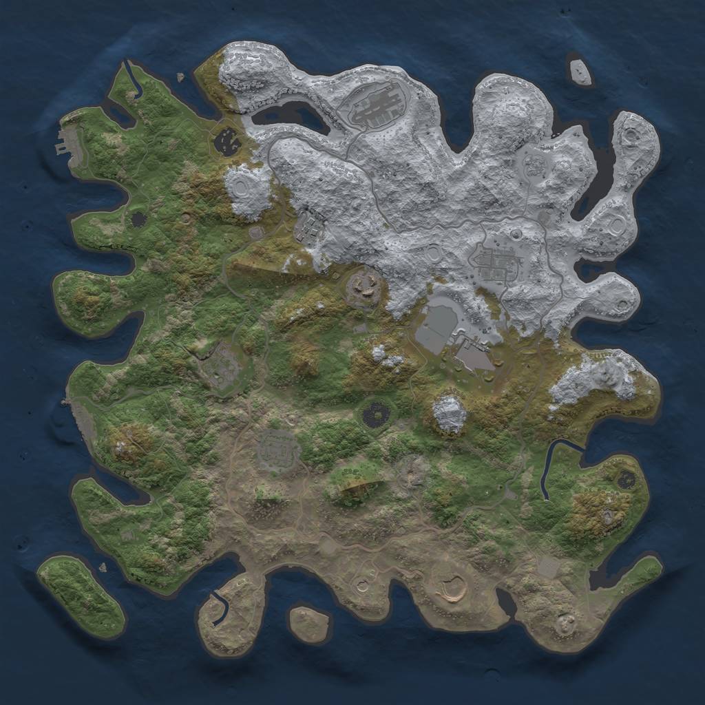 Rust Map: Procedural Map, Size: 4000, Seed: 618836, 18 Monuments