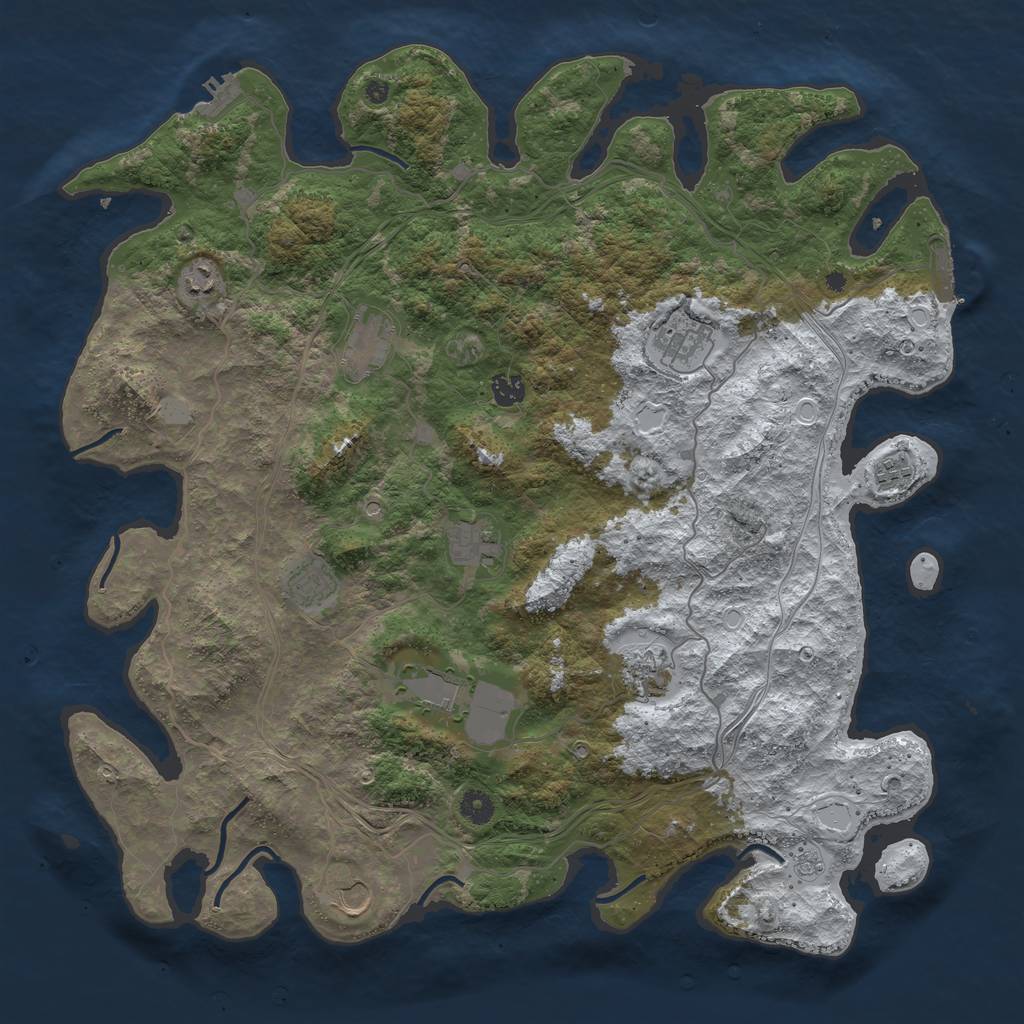 Rust Map: Procedural Map, Size: 4500, Seed: 975576, 19 Monuments