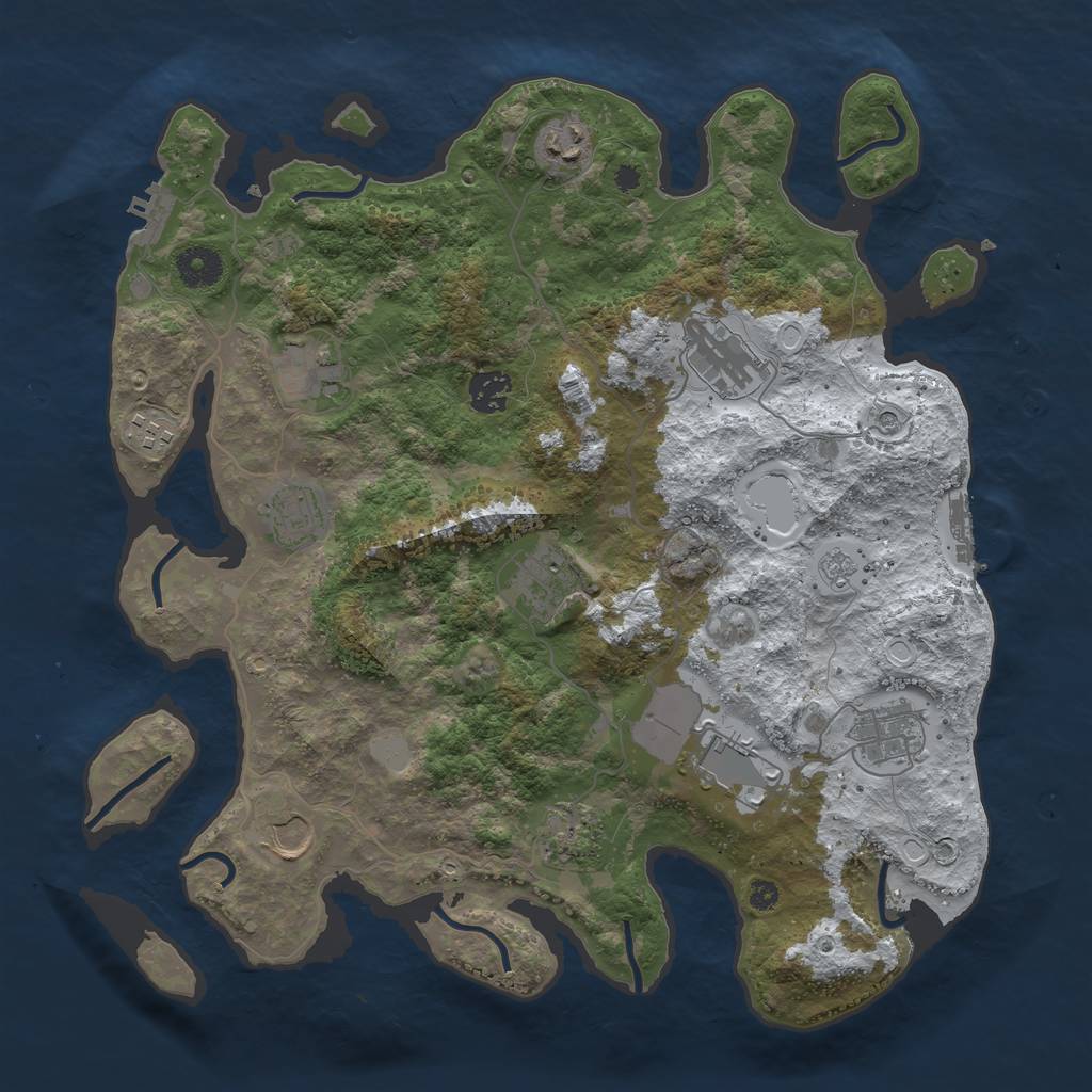 Rust Map: Procedural Map, Size: 3750, Seed: 168182465, 20 Monuments
