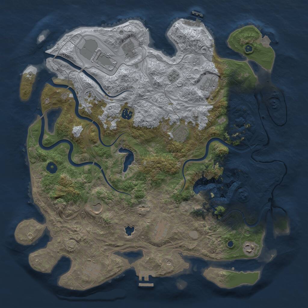 Rust Map: Procedural Map, Size: 4250, Seed: 774953441, 16 Monuments